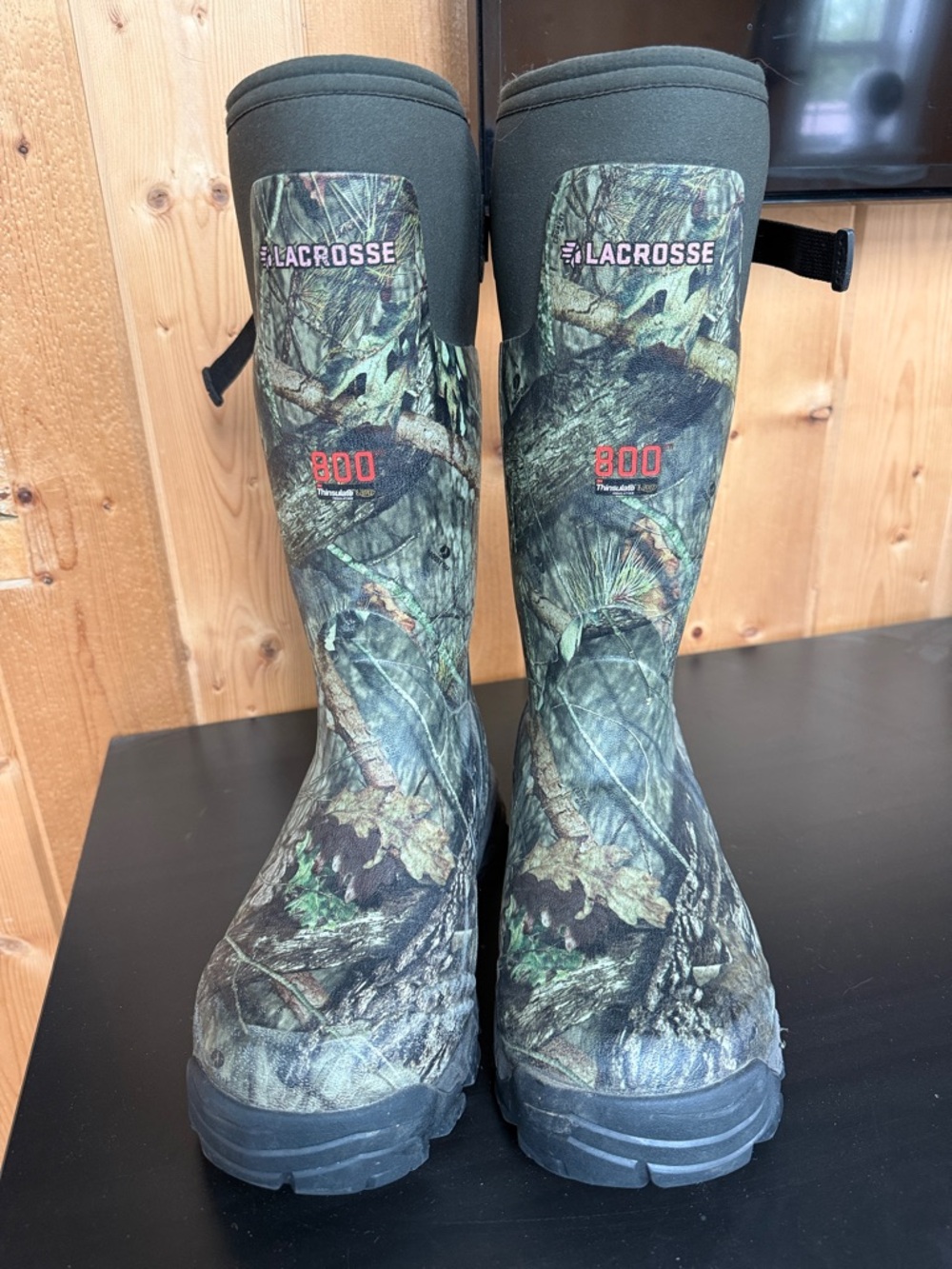LaCrosse Mossy Oak Camo Tall Waterproof Hunting Boots - Green/Brown. Size 8.